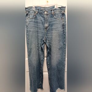 NWT American Eagle Dreamy Drape Super H Rise Baggy Wide Leg Jeans SZ 16 Reg #H15